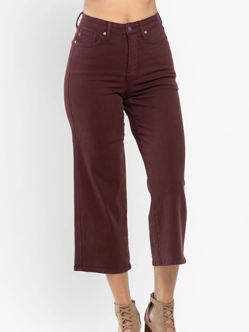 Judy Blue High Waist Tummy Control Garment Dyed Wide Leg Cropped Jean Size 9